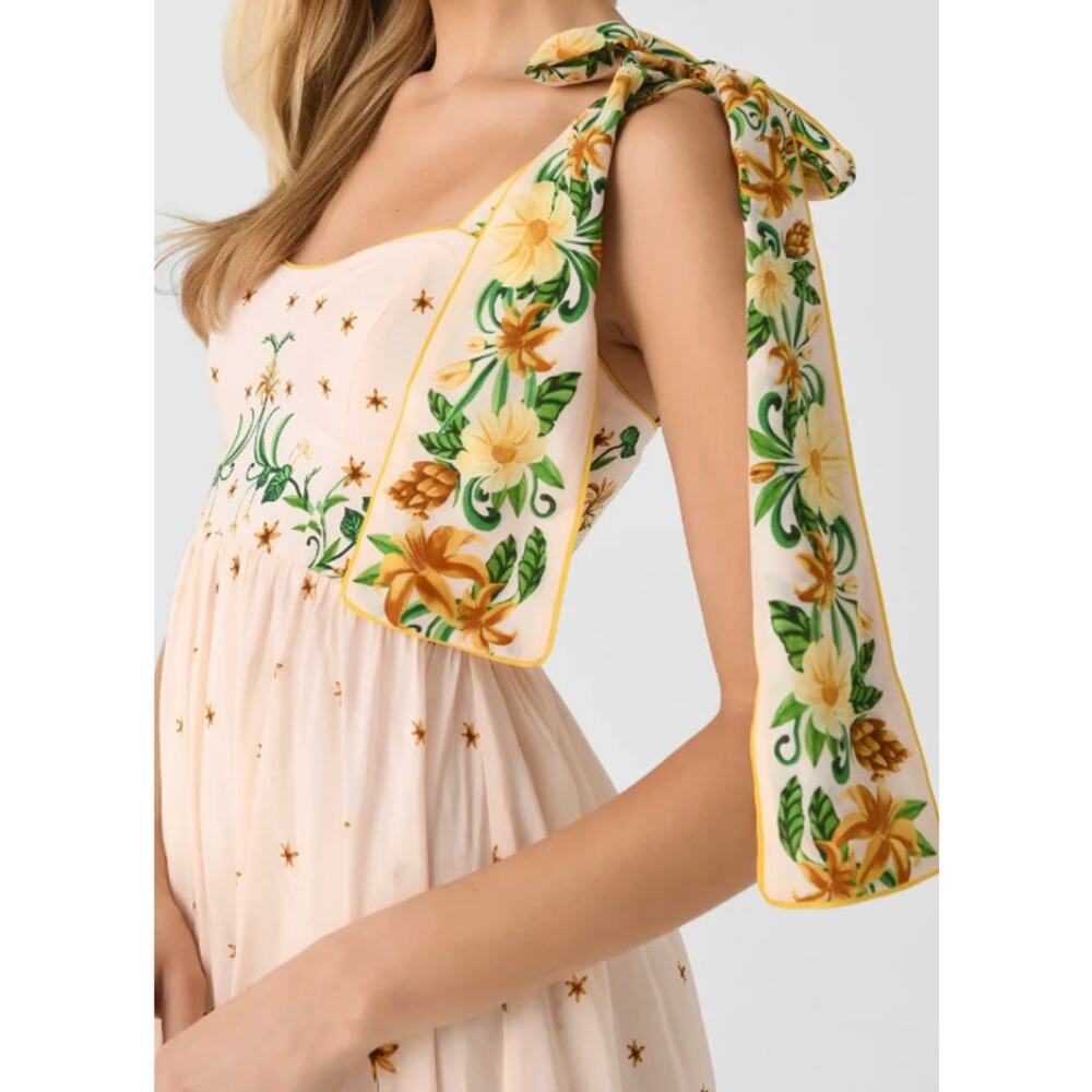 Farm Rio Botanical Beauty Laces Cup Midi Dress size XL - Picture 2 of 10
